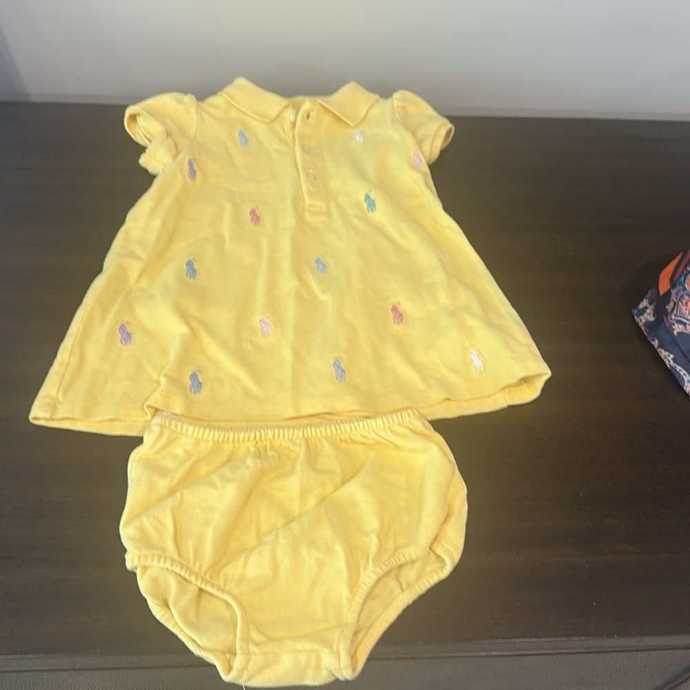 Ralph Lauren Yellow Polo Kids Dress with Diaper Cover
